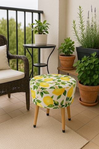 Puf Koltuk Tabure - Limon Çiçeği