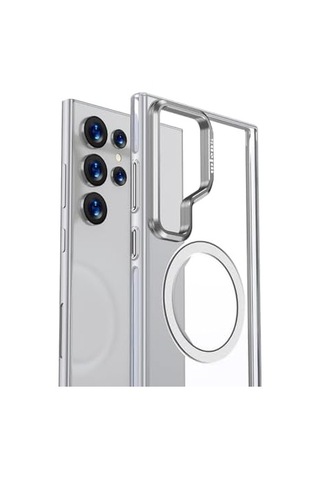 Senon Galaxy S25 Ultra Kılıf M-safe Şarj Özellikli Wlons Standlı Efsane Kapak Gri