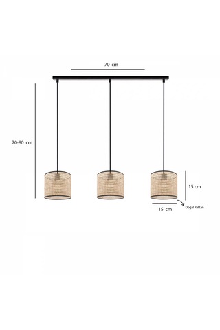 Homing Loft 3'lü Hazeran Rattan Sarkıt Ayd-3330 Bej
