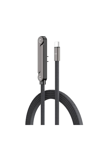 Forzacase 240w Type-c To Type-c Katlanabilir Standlı Hızlı Şarj Kablosu Yassı Örgü Tasarım - Fc1227 1 Adet