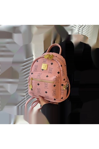 Lyon Sırt Çantası Kadın Sırt Çantası Yaz Modası Premium Öğrenci Günlük Çanta - Pembe Pembe