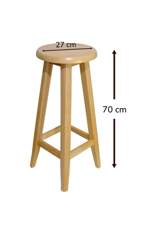 El Yapımı Doğal Ahşap Yuvarlak Tabure 70 Cm Şık Ve Dayanıklı Natural