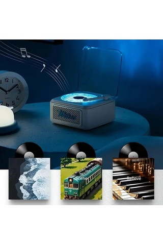 Kargo Nostalji Mini Plak Görünümlü Radyolu Bluetooth Hoparlör 3d Ses Dalgası Retro Müzik Plak Siyah Najmaddin