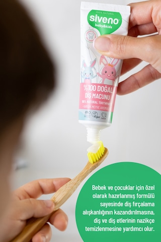 Siveno %100 Doğal Diş Macunu Bebek - Çocuk İçin Karışık Meyve Aromalı Florürsüz 50 ml
