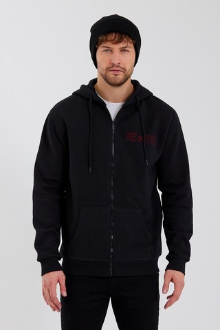 Polostate Age Of State Nakışlı Fermuarlı 3 İplik Sweatshirt Siyah