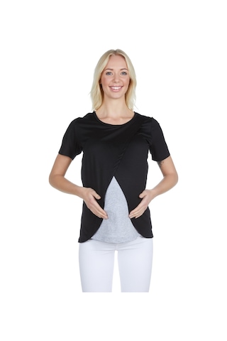 Luvmabelly Maternity 3502 Siyah Pamuklu Lohusa Emzirme Bluz