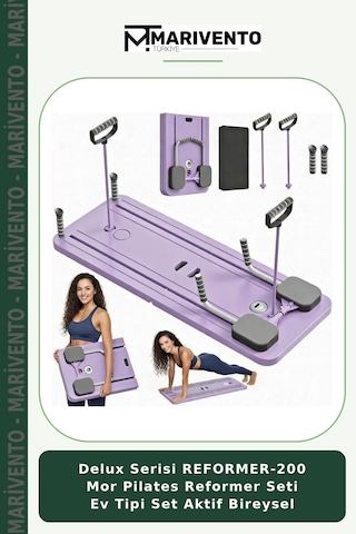 Delux Serisi Reformer-200 Mor Pilates Reformer Seti Ev Tipi Set Aktif Bireysel