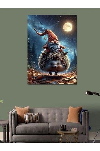 Kanvas Tablo Kirpiye Binen Sevimli Cüce 50cmx70cm