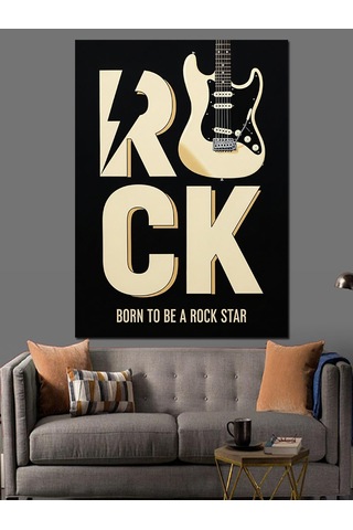 "rock" Minimalist Poster Dekoratif Kanvas - Mdf Ahşap Tablo