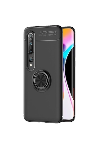 Xiaomi Mi 10 Yüzüklü Power Silikon Kılıf Siyah