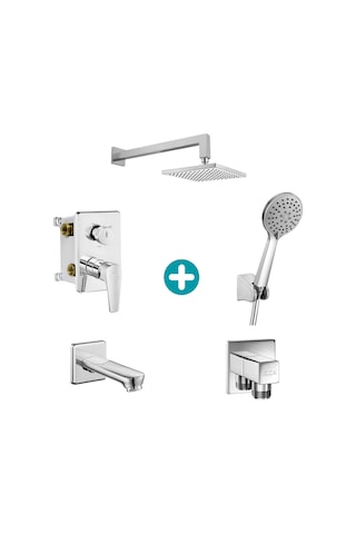 Eca Niobe Ankastre Gömme Banyo Bataryası Duş Seti Tüm Parçalar Dahil Krom