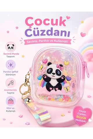 Shopfocus Figürlü Kız Çocuk Cüzdanı Anahtarlık Şefaf Simli Jelli Şık Ölçüleri 10.5x8.5x3.5 Cm