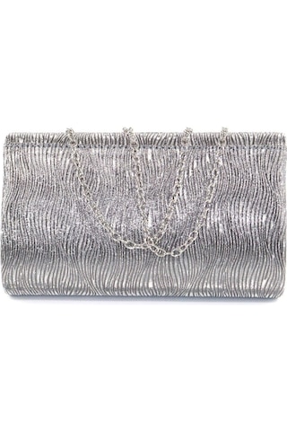 Lazer dalgalı kumaş. Platin abiye çanta. Kadın abiye çanta Abiye çanta platin. Metalik davet çantası