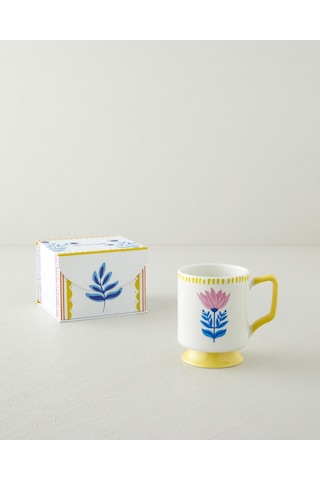 English Home Gifty Flower New Bone China Kupa 310 Ml Pembe-sarı-mavi Pembe-sarı-mavi