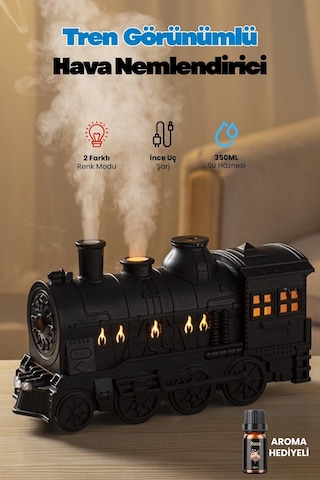 Hava Nemlendirici Tren Görünümlü Gece Lambası Koku Dağıtıcı Relax Aromaterapi Difüzör