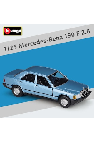 Bburago 1:24 Mercedes-benz 190e Alaşım Spor Araba Modeli Diecast Metal Retro Blue
