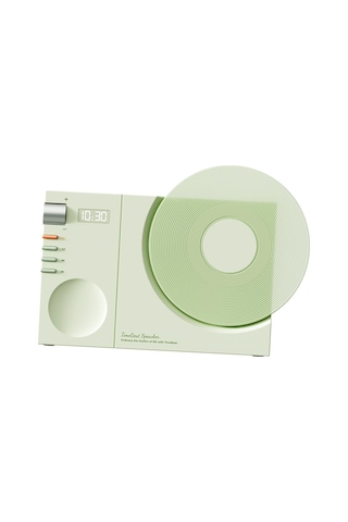 Suntek Vintage Plak Çalar Kablosuz Masa Hoparlörü Pille Yeşil