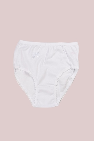 Ceylanoğlu 6'lı Beyaz Kız Çocuk Ribana Ponponlu Külot-305-1 Beyaz