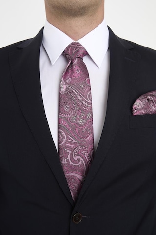 Brianze Pembe Şal Motif Desen Kravat Mendil Set Pembe