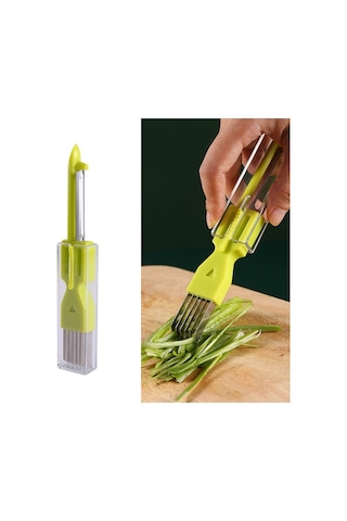 Çok İşlevli Yeşil Soğan Soyucu Yeşil Yeşil