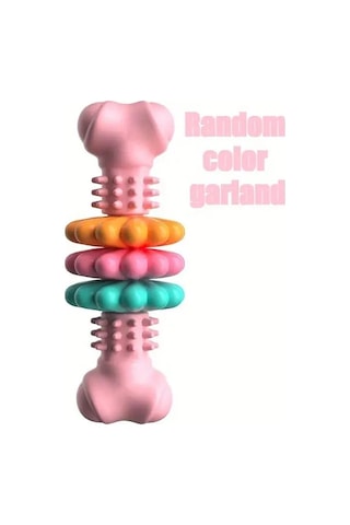 Elmpaly Süper Dayanıklı Pembe Kemik Köpek Diş Oyuncağı, Güçlü Çiğneyenler İçin