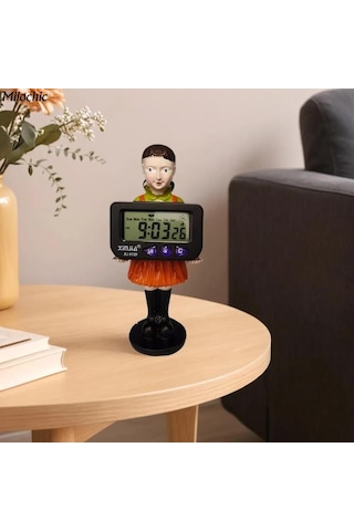 Gajeena Kore Dizi Enstitüsü Resin Dekoratif Dijital Saat, Koleksiyonerler İçin Dayanıklı Masaüstü Aksesuar Pil Hariç Siyah