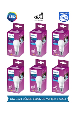 Philips Mycare Led Lamba 13w - 100w 6500k Beyaz Işık 1521 Lümen 6 Adet