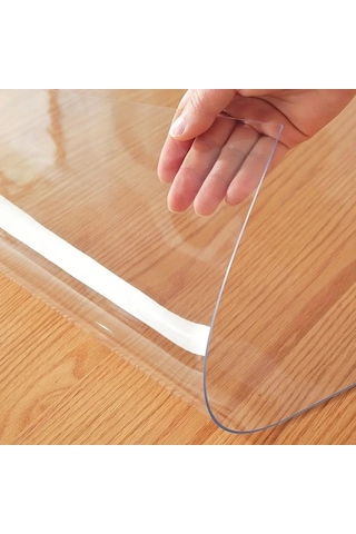 2 Mm Şeffaf Pvc Masa Örtüsü Kristal Netlikte Masa Koruyucu Şeffaf