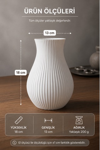 Modern Çizgili Dekoratif Vazo Minimalist 3d Baskı Beyaz Masaüstü Vazo