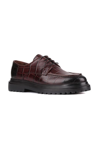 Shoetyle - Bordo Croco Deri Bağcıklı Erkek Günlük Ayakkabı 250-1615-758-bordo Bordo