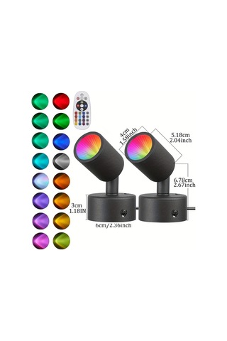 Xuweiwei 2 Paket Siyah S Rgbw Renk Degistiren Led Nokta Isiklari Uzaktan Kumandalı 16 Milyon Renk Usb Guclu Ayarlanabilir Braket Ev Dekoratif Aydinlatma Siyah-s