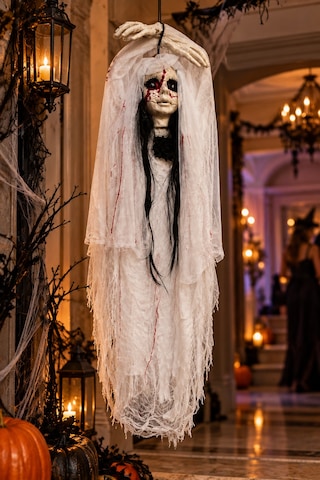 Halloween Cadılar Bayramı Sensörlü Işıklı Sesli Hayalet Gelin Asılabilir Büyük Korku Süsü 120 Cm Diğer