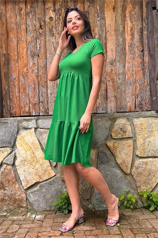 Neşeli Butik Kadın Yeşil Astarsız Midi Boy Bürümcük Elbise Lptr03 Yeşil
