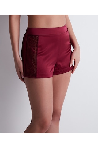 Aubade Midnight Whisper Shorty Dantelli Stretch Ipek Şort Külot Bordo