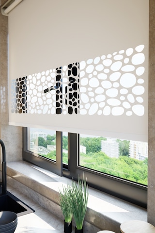 Lazer Kesim Mat Stor Perde, Lazer Kesimli Klasik Serisi, C-121001 Beyaz Renk