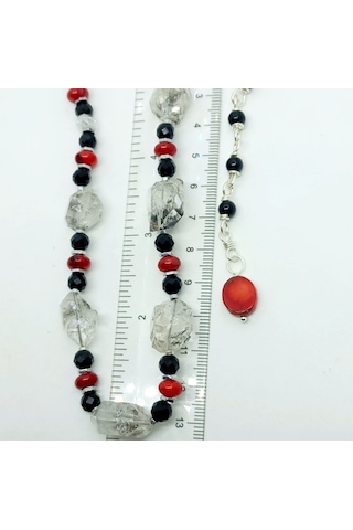 2381 Herkimer Ham Elmas Mercan Akik El Yapımı Kolye