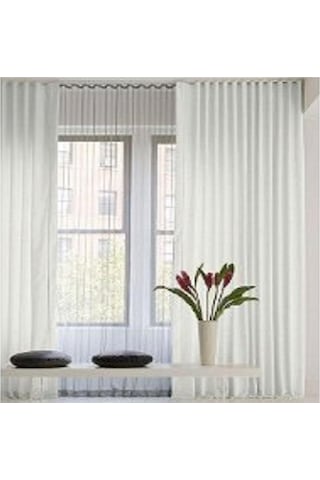 Taç Saten Güneşlik Perde -beyaz En:280 Cm- Pencere Yatay Ölçüsü Beyaz