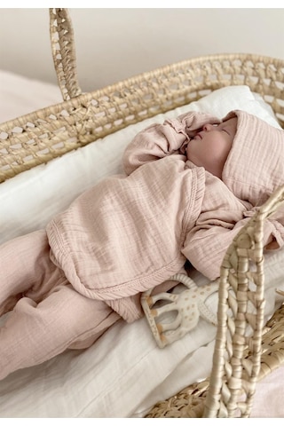 Cigit Organik Hastahane Çıkışı Bebek Takımı 0-3 Ay Pudra Pembe Pudra Pembe