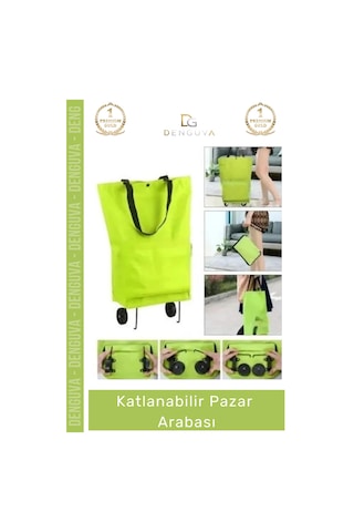 Pazararabası Pratik Fonksiyonel Tekerlekli Alışveriş Taşıma Çantası Kamp Katlanabilir Pazar Arabası