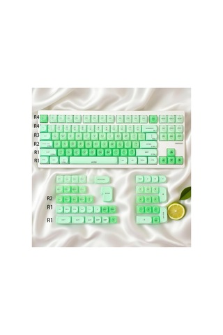 Leaven 128 Tuş Pbt Keycap Seti - Retro Yuvarlak Moa Profil Cherry Mx Uyumlu Klavye Tuşları - Yeşil