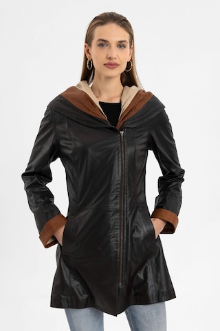 Ulia Kahve Kadın Hakiki Deri Kaban-kahverengi Kahverengi