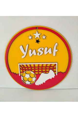 Kapı Süsü Yuvarlak Ahşap Sarı - Kırmızı