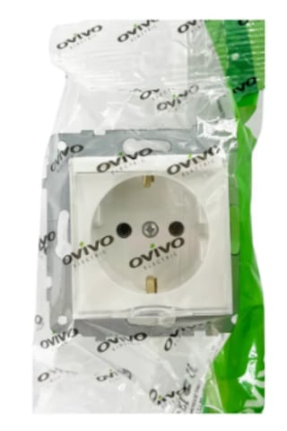 Ovivo Grano Beyaz Kapaklı Topraklı Priz Çerçevesiz Grano