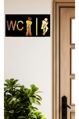 Tuvalet Wc Tabelası Gold-siyah Pleksi 30x15 Cm Numa Concept