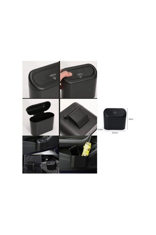 Carub Araç İçi Çöp Kovası Portatif Taşınabilir Oto Ofis Çöp Kutusu Br2944631 1 Adet Siyah