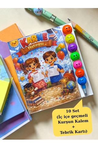 Karne Hediyesi 10 Set Kurşun Kalem Ve Tebrik Kartı