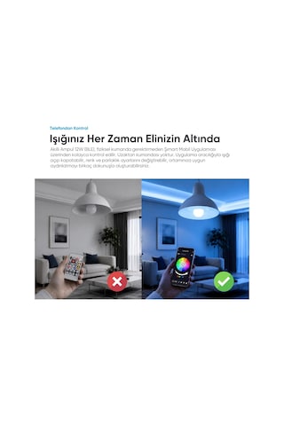 Şımart Akıllı Ampul Bluetooth 12w E27 1100 Lümen Yüksek Parlaklık 16 Milyon Renk Seçeneği Rgb Beyaz Işık Led Diğer