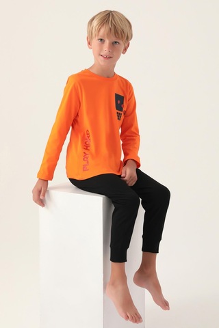 Roly Poly 3338 Play Hard Erkek Çocuk Pijama Takımı Turuncu