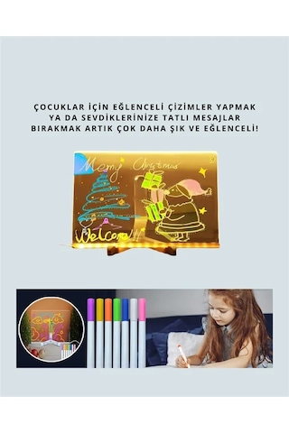 Şık Led Işıklı Akrilik Yazı Tahtası 30x20 Cm Silinebilir