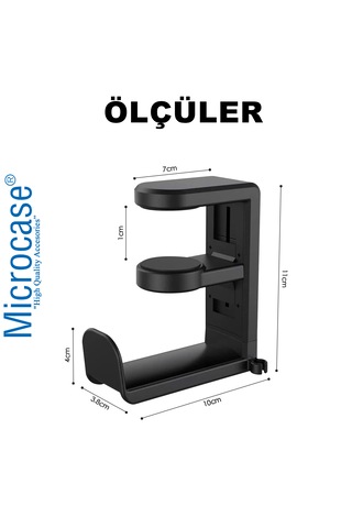 Microcase Masaya Monte Ayarlanabilir 360 Derece Döner Kablo Tutuculu Oyuncu Kulaklık Eşya Vb. Tutucu Stand - Al5425